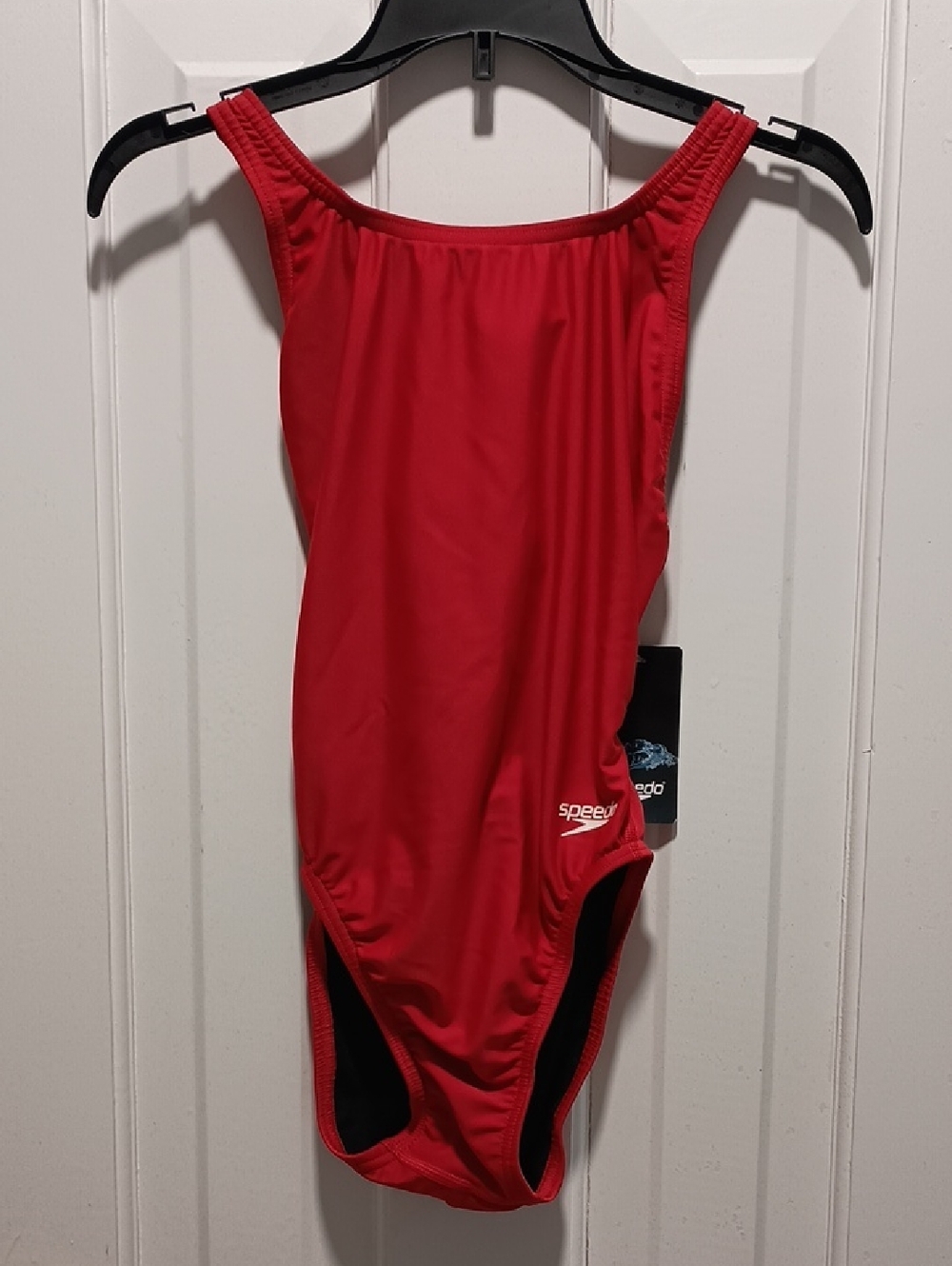 Set Of 3. Speedo Bright Red, Black, And Navy Blue One-Piece Swimsuits.